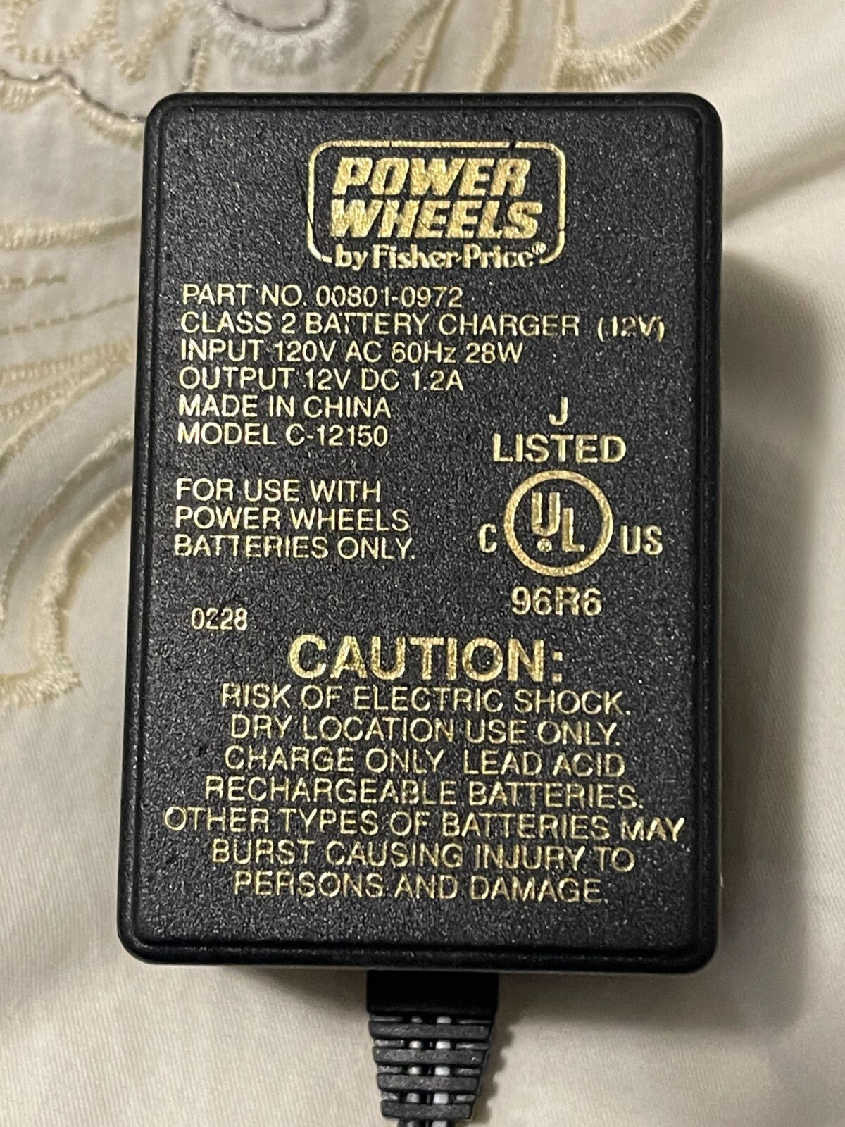 12-Volt Charger for Power Wheels Battery P/N 00801-0972 Trend Times 0