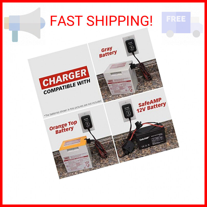 12-Volt Charger for Power Wheels with Gray Battery and Orange Top Battery Trend Times 1