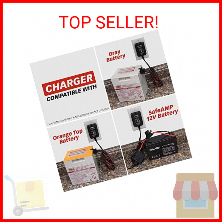 12-Volt Charger for Power Wheels with Gray Battery and Orange Top Trend Times 1
