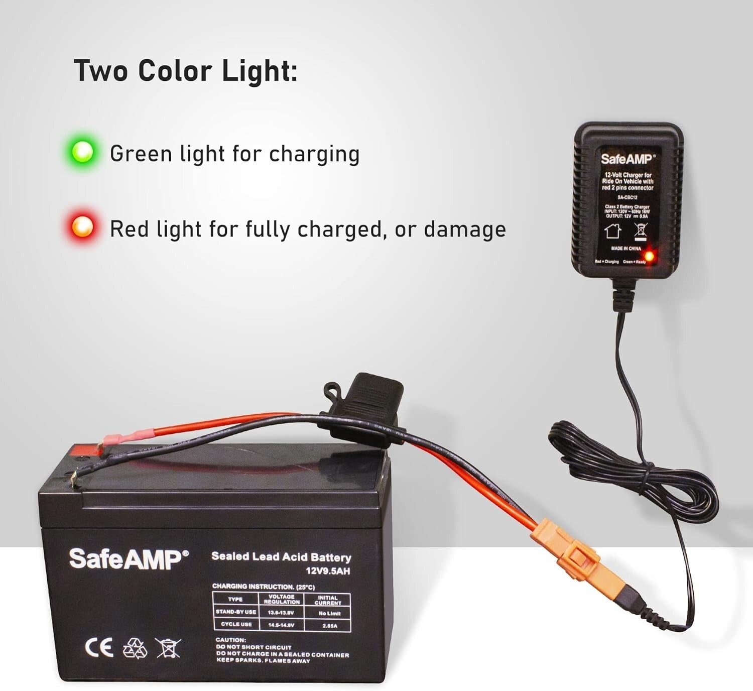 12-Volt Charger with Red 2-Pin Connector for Ride-On Vehicles Trend Times 5