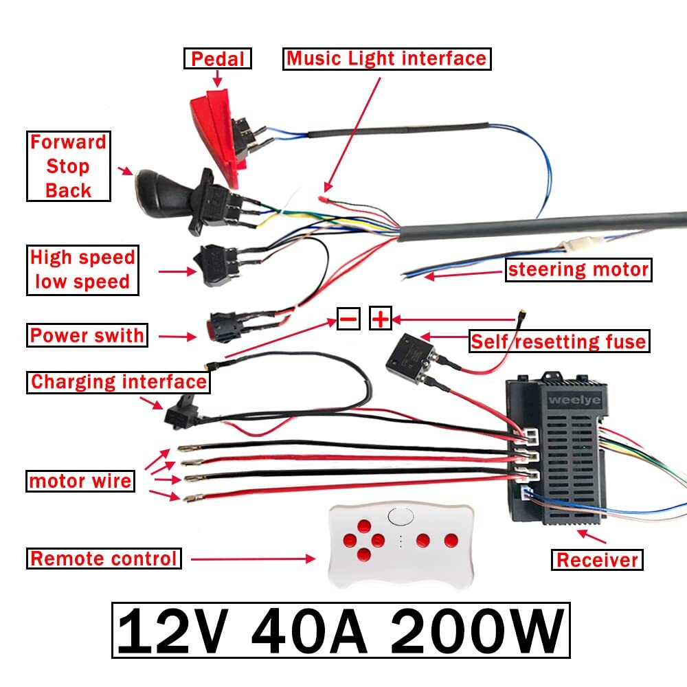 12 Volt High-Power DIY Electric Wheel Kit with Modified Wires for Children Trend Times 1