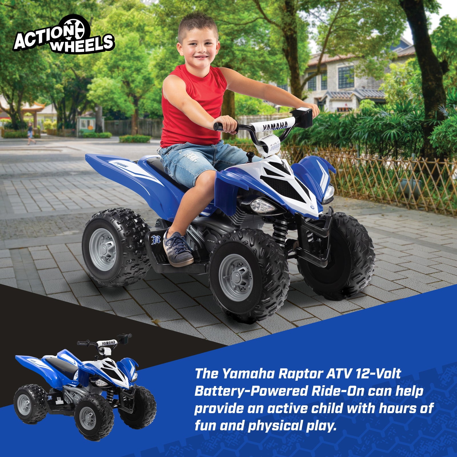 12 Volt Raptor Battery-Powered Blue ATV Ride-On with Music Trend Times 7