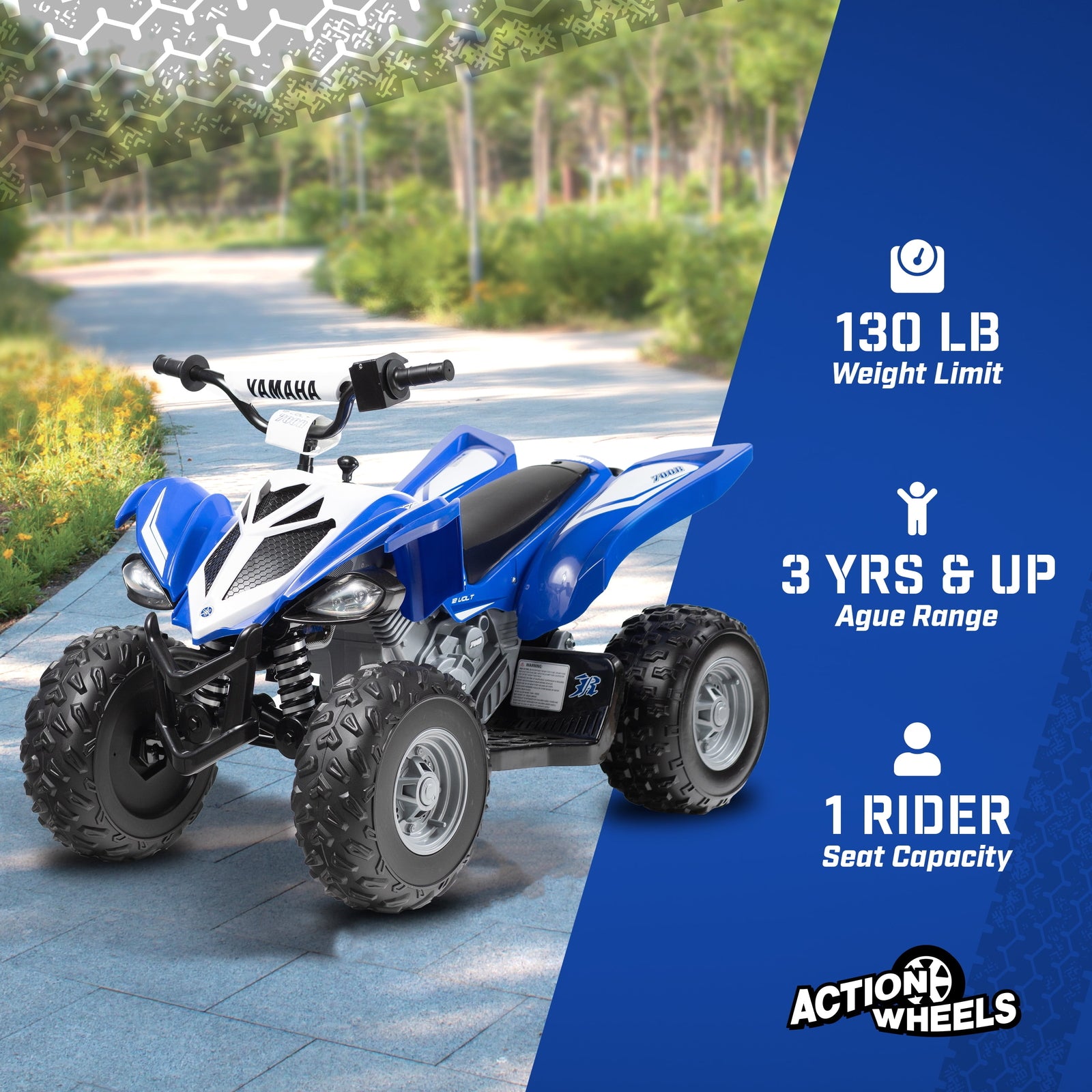 12 Volt Raptor Battery-Powered Blue ATV Ride-On with Music Trend Times 8