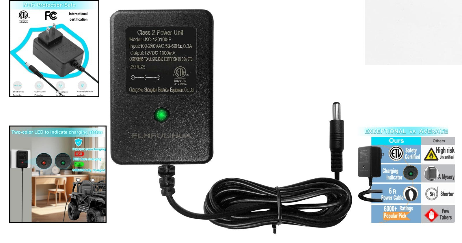 12 Volt Ride-On Toy Charger with LED Indicator Compatible with Major Brands Trend Times 1