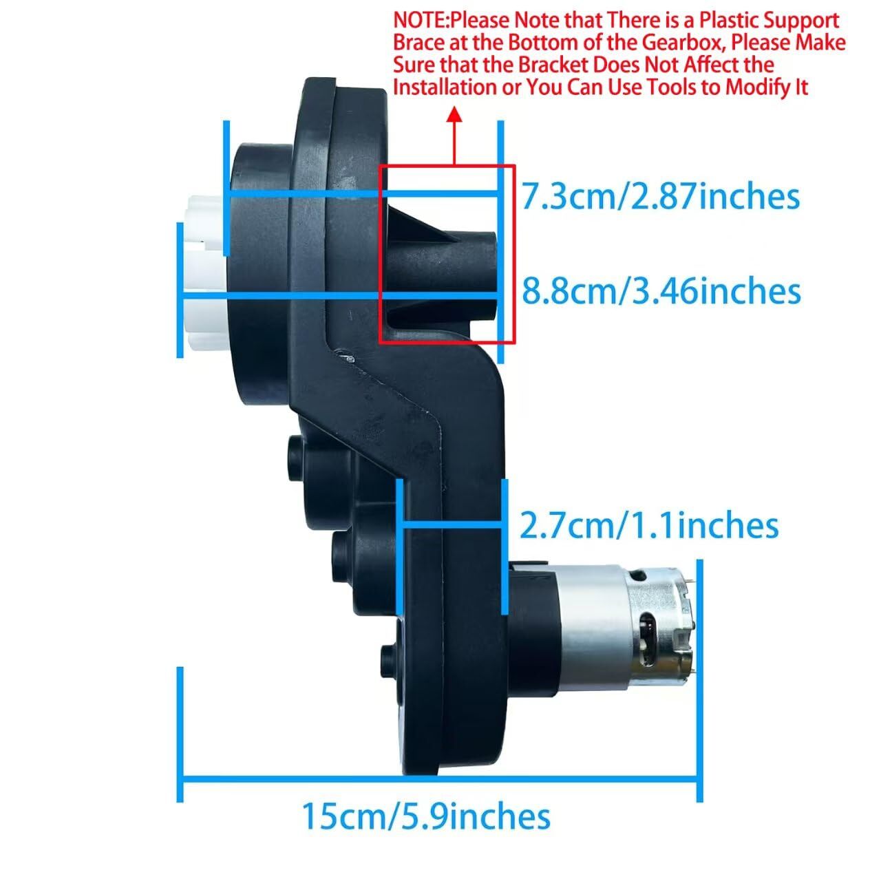 12 Volt RS550 High-Speed 35000RPM Motor with Gearbox for Kids' Ride-On Power Wheels Trend Times 2