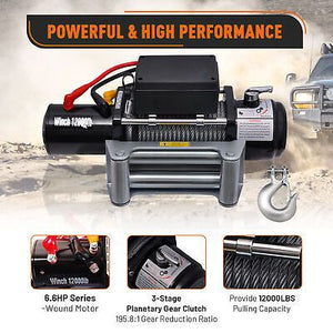 12000LB 12V 6.6 Electric Recovery Winch Wireless Remote Trailer For Truck SUV - Trend Times Toy Stores