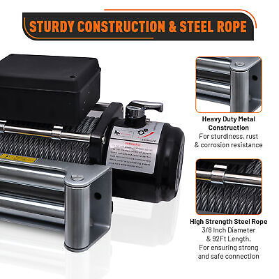 12000LB 12V 6.6 Electric Recovery Winch Wireless Remote Trailer For Truck SUV - Trend Times Toy Stores