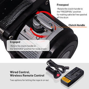 12000LB 12V 6.6 Electric Recovery Winch Wireless Remote Trailer For Truck SUV - Trend Times Toy Stores