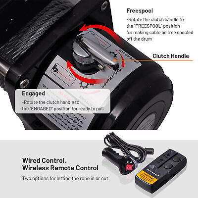 12000LB 12V 6.6 Electric Recovery Winch Wireless Remote Trailer For Truck SUV - Trend Times Toy Stores