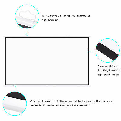 120" Projector Screen 16:9 Matte White w/ Hanging Pole Home Theater Meeting Room - Trend Times Toy Stores