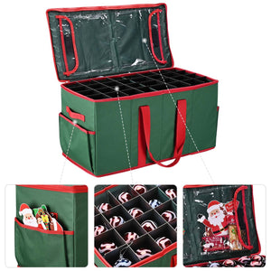 128 Balls Christmas Ornament Storage Box Dividers Xmas Decor Organizer Container Green - Trend Times Toy Stores