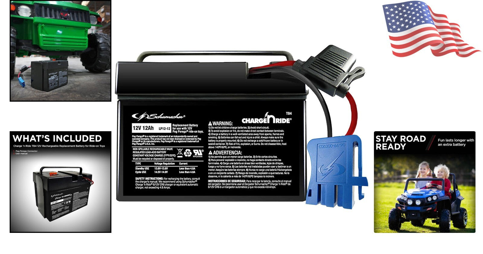 12Ah Rechargeable Battery for Peg Perego Ride-On Toys with Quick Installation Trend Times 1