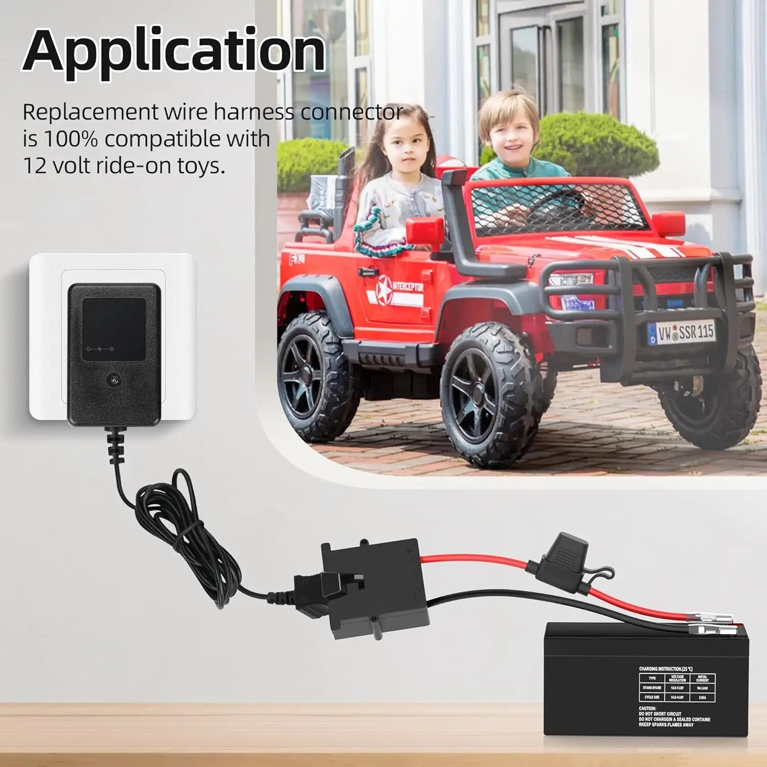 12AWG 40A Battery Wire Harness Connector for 12V Ride-On Toys Trend Times 5