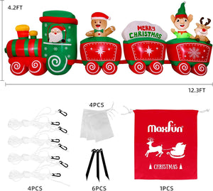 12ft Christmas Inflatable Train Featuring Santa Claus, Reindeer, and Gingerbread Man Trend Times 4
