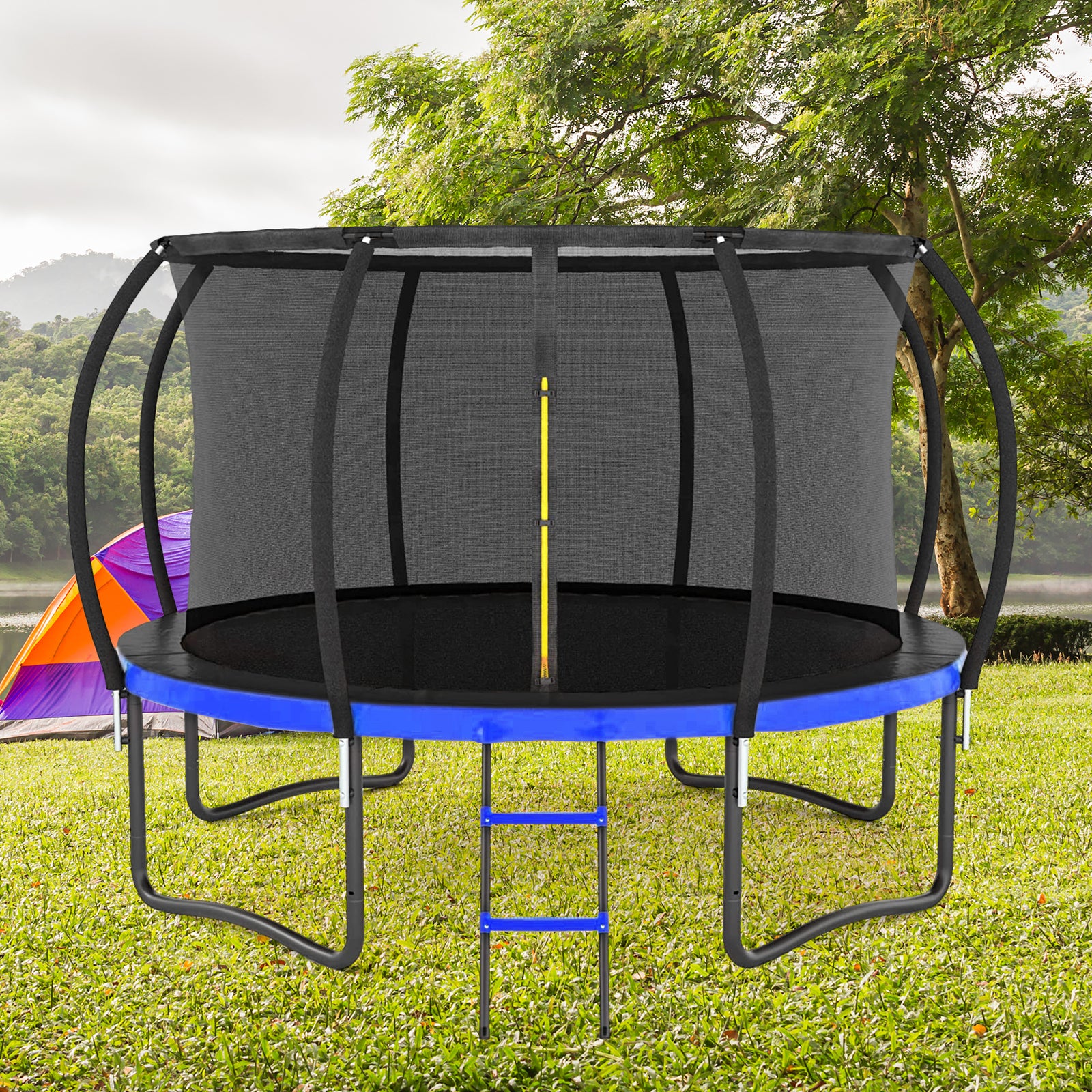 12FT Outdoor Trampoline with Inner Safety Enclosure Net, Ladder, PVC Spring Cover Trend Times 1
