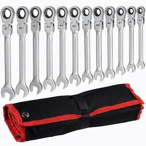 12pc 8-19mm SAE Metric Flexible Ring Head Ratcheting Wrench Spanner Combo Tool - Trend Times Toy Stores