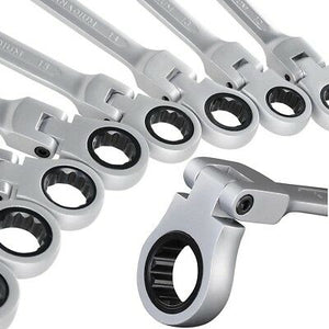 12pc 8-19mm SAE Metric Flexible Ring Head Ratcheting Wrench Spanner Combo Tool - Trend Times Toy Stores