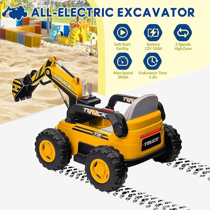 12V 10AH Electric 4WD Battery-Powered Toy Excavator with Remote Control Trend Times 7
