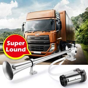 12V 150dB 18-Inch Chrome Zinc Single Trumpet Truck Air Horn Trend Times 5