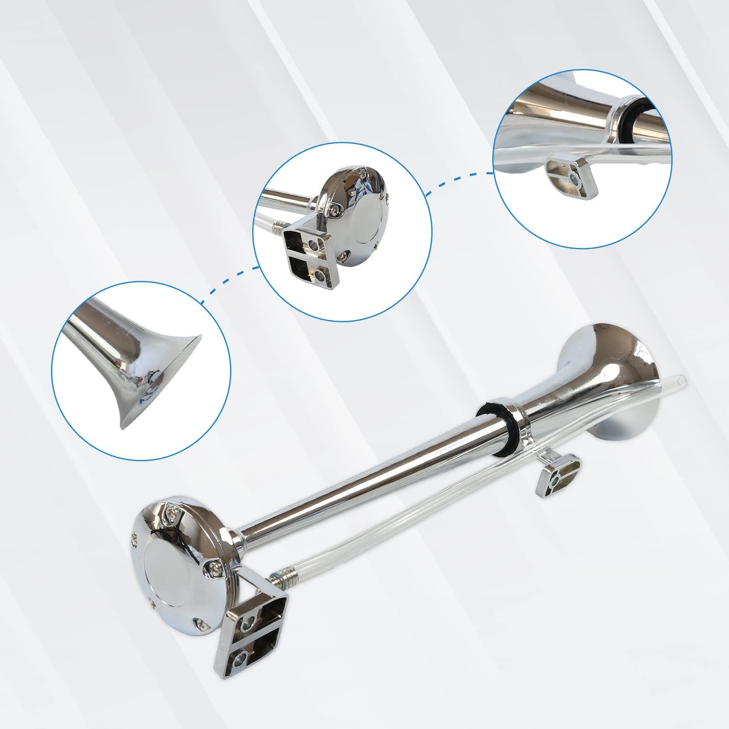 12V 150dB Chrome Zinc Single Train Trumpet Air Horn with Compressor for Trucks Trend Times 4