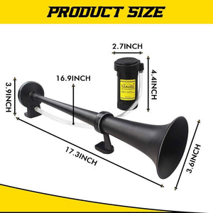 12V 150dB Single Trumpet Air Horn for Cars and Trucks, 18-Inch Chrome Zinc Finish Trend Times 5