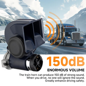 12V 150DB Loud Blue Train Air Horn Kit with Wire for Car and Truck Trend Times 1