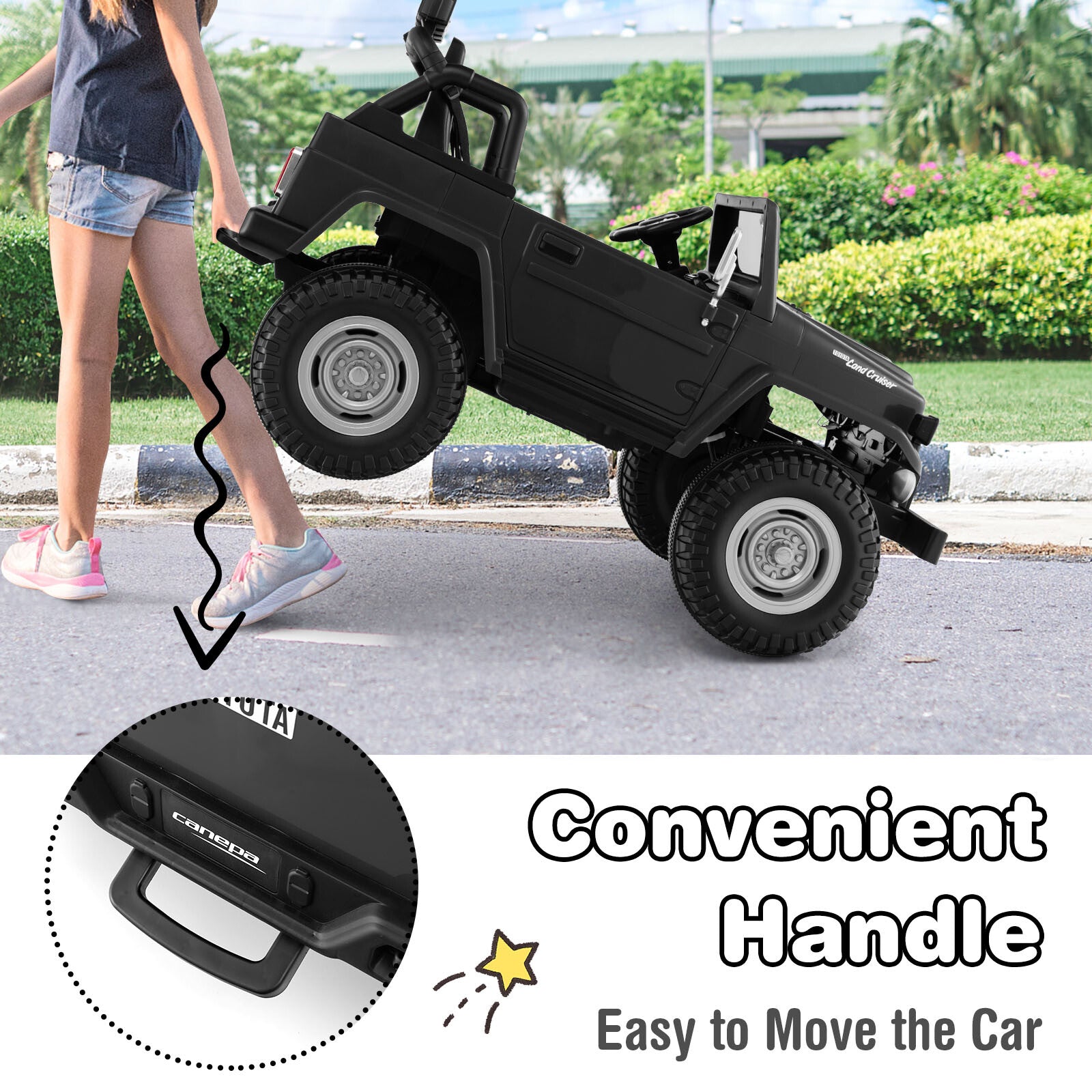 12V 2-Seater Battery-Powered Ride-On Car with 3-Point Seat Belts and Doors, Black Trend Times 7