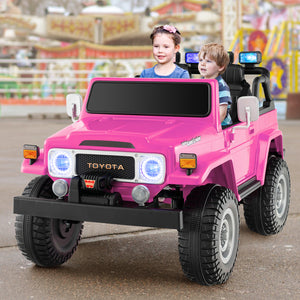 12V 2-Seater Battery Powered Ride-On Car with 3-Point Seat Belts and Doors Pink Trend Times 2