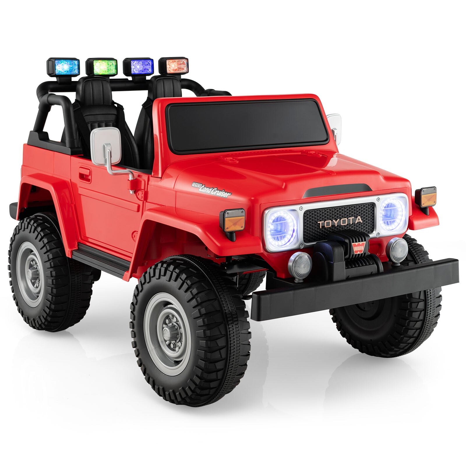 12V 2-Seater Battery Powered Ride-On Car with 3-Point Seat Belts and Doors Red Trend Times 0