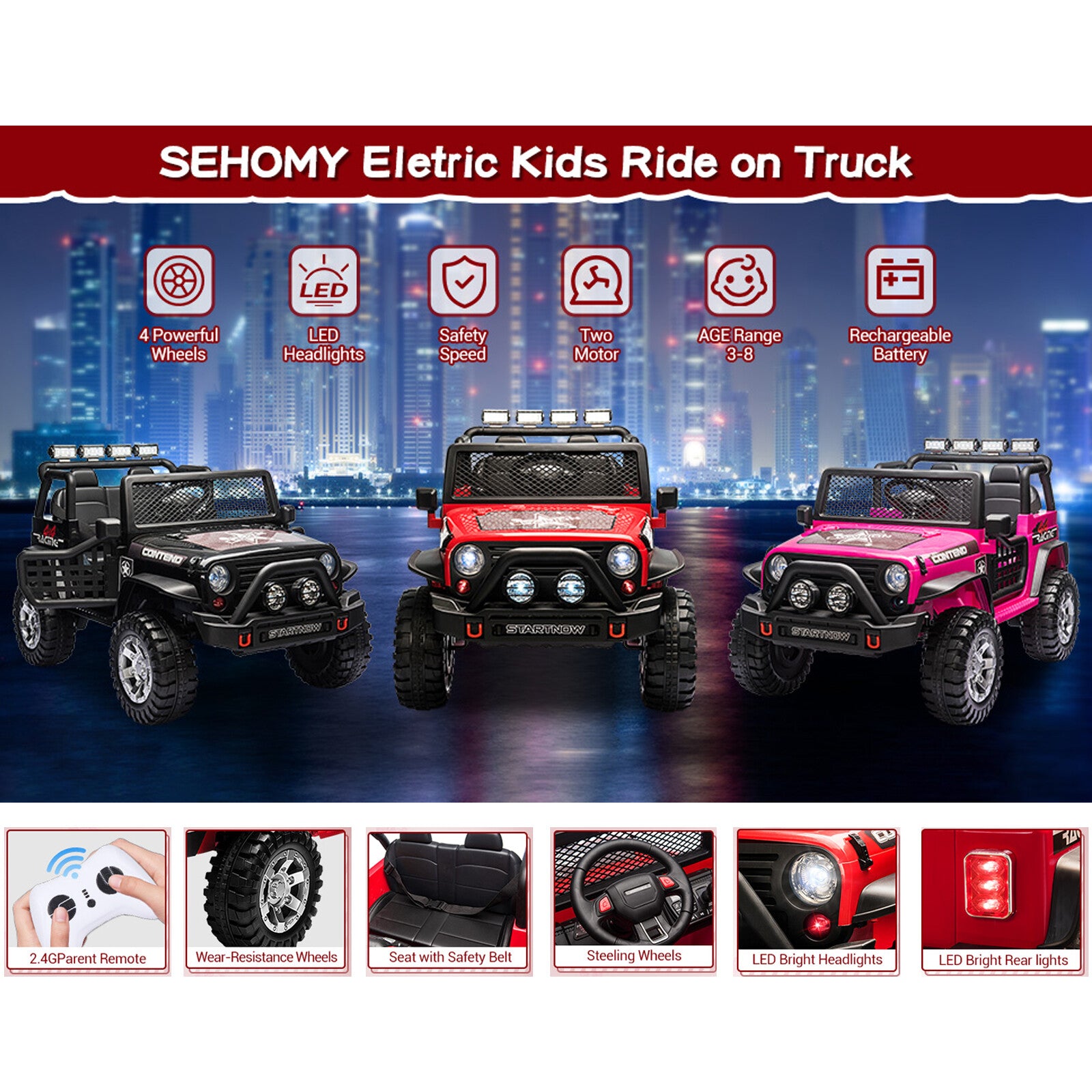 12V Electric 2-Seater Kids Ride-On Jeep with USB, Bluetooth, and Remote Control Trend Times 5