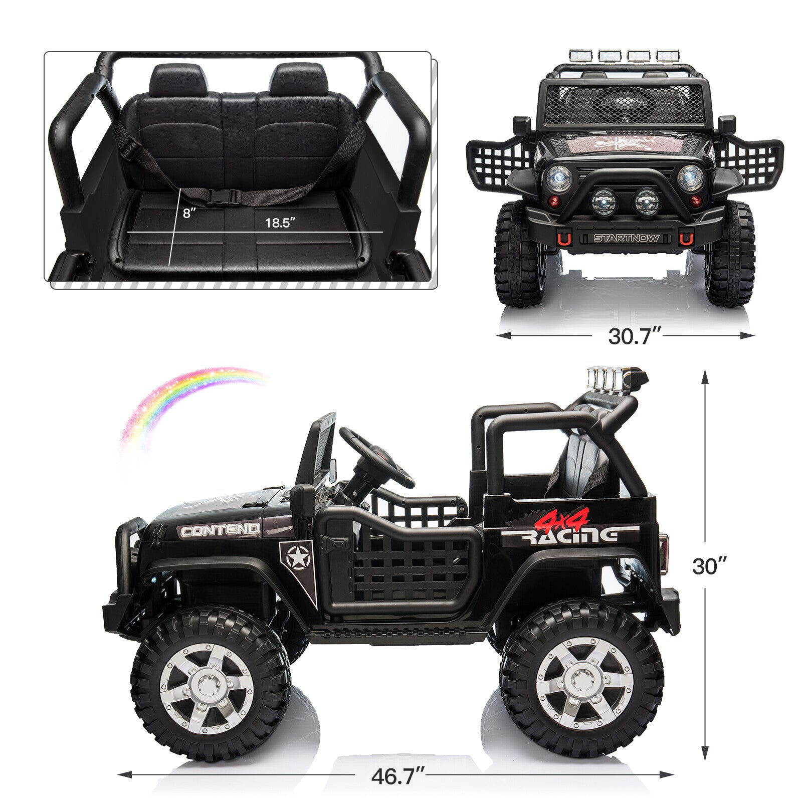 12V Electric 2-Seater Kids Ride-On Jeep Truck with Remote Control Trend Times 4