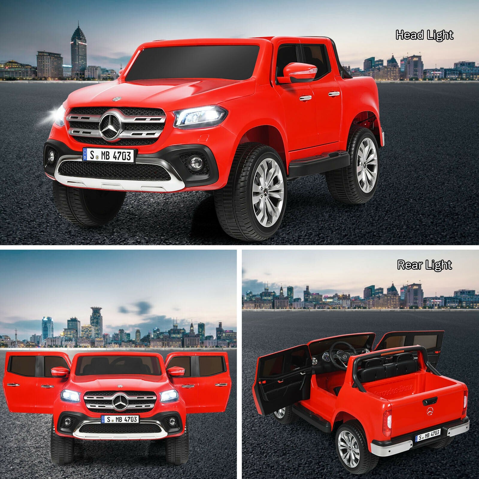 12V 2-Seater Kids Ride-On RC Car Licensed Mercedes-Benz X-Class with Trunk Red Trend Times 8