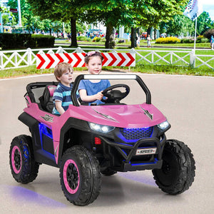 12V 2-Seater Kids Ride-On UTV with Slow Start and Music Pink Trend Times 1