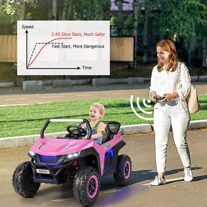 12V 2-Seater Kids Ride-On UTV with Slow Start and Music Pink Trend Times 2
