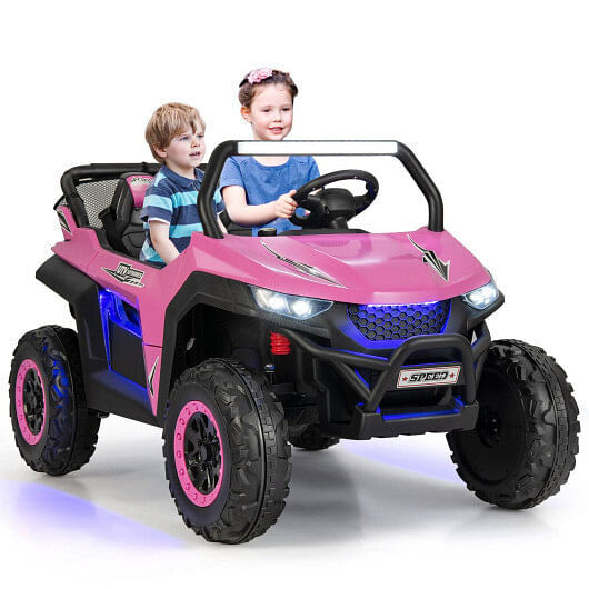 12V 2-Seater Kids Ride-On UTV with Slow Start and Music Pink Trend Times 3