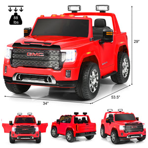 12V 2-Seater Licensed GMC Kids Electric Ride-On Truck with Remote Control and Storage Box, Red Trend Times 1