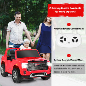 12V 2-Seater Licensed GMC Kids Electric Ride-On Truck with Remote Control and Storage Box, Red Trend Times 5