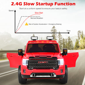 12V 2-Seater Licensed GMC Kids Electric Ride-On Truck with Remote Control and Storage Box, Red Trend Times 7