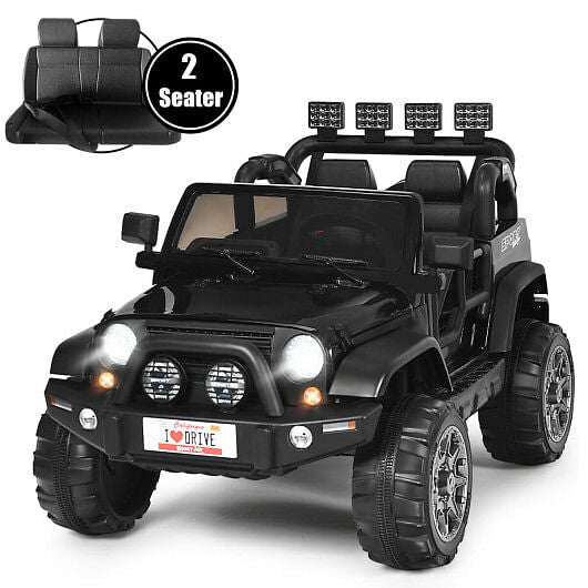 12V 2-Seater Ride-On Truck with Remote Control and Storage Compartment Black Trend Times 3