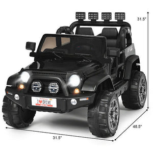 12V 2-Seater Ride-On Truck with Remote Control and Storage Compartment Black Trend Times 4