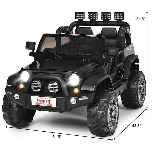 12V 2-Seater Ride-On Truck with Remote Control and Storage Compartment Black Trend Times 4