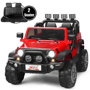 12V Red 2-Seater Ride-On Truck with Remote Control and Storage Compartment Trend Times 3