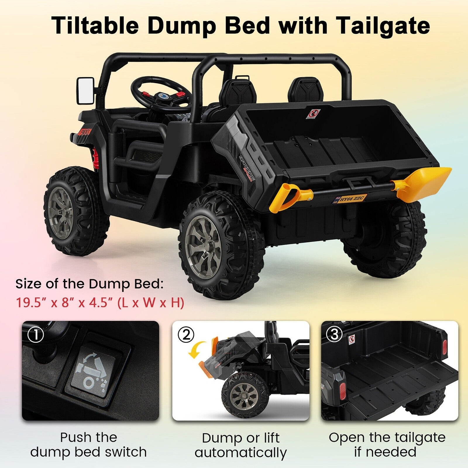 12V 2-Seater Electric Ride-On UTV Dump Truck with Remote Control and Dump Bed Trend Times 2
