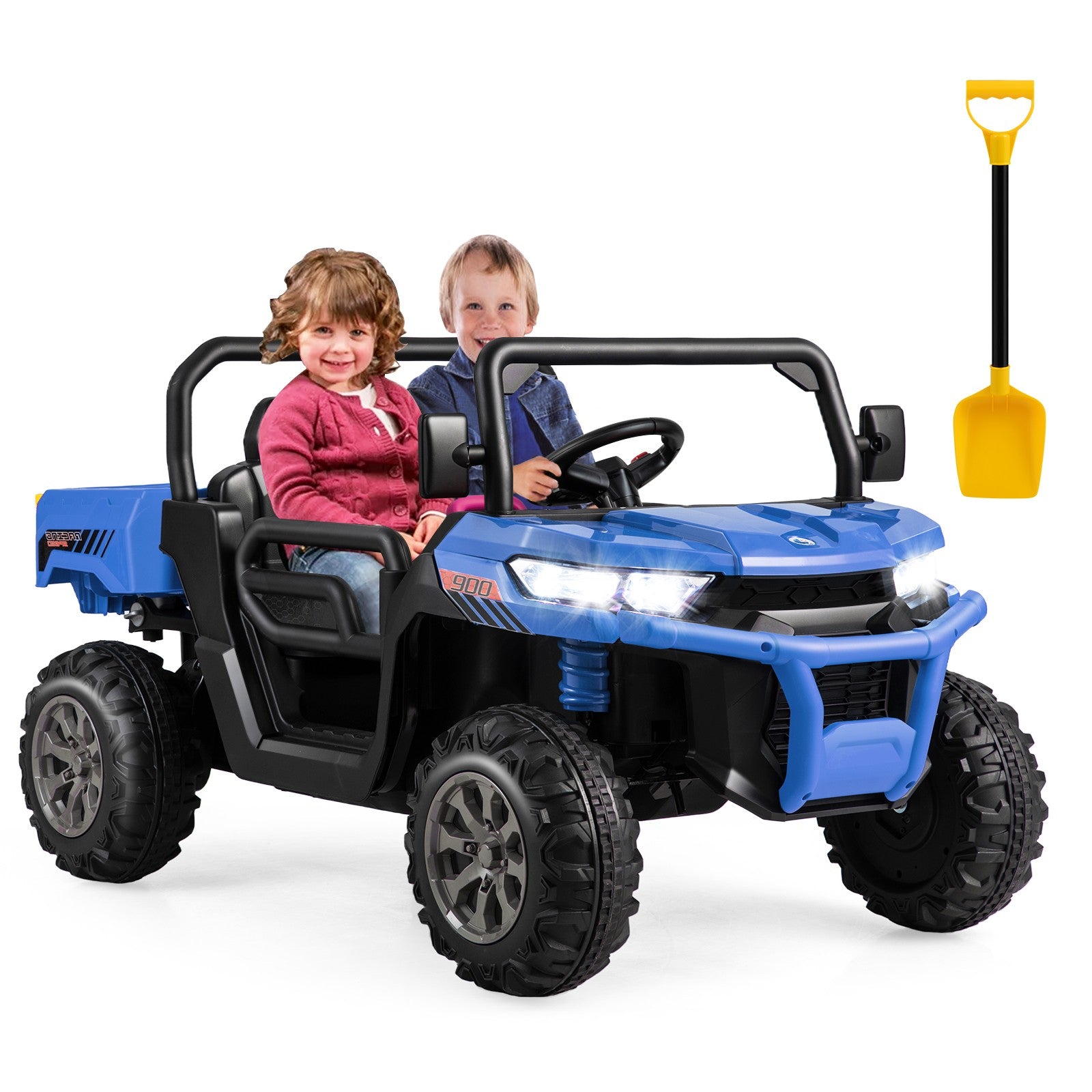 12V 2-Seater Electric Ride-On UTV Dump Truck with Remote Control, Dump Bed, and Shovel - Blue Trend Times 9