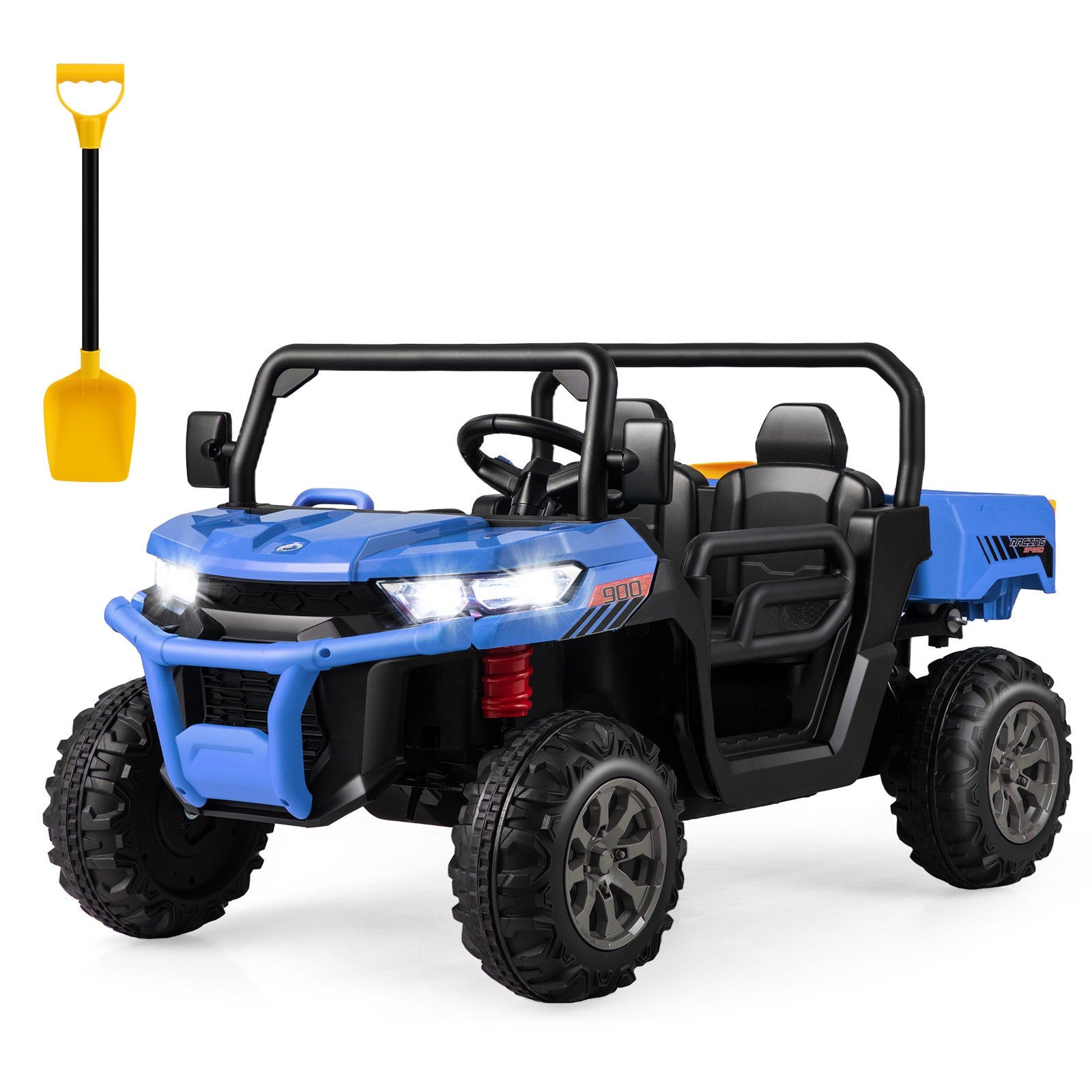 12V 2-Seater Electric Ride-On UTV Dump Truck with Remote Control, Dump Bed, and Shovel - Blue Trend Times Variant 0
