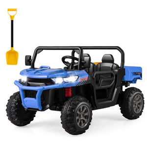 12V 2-Seater Electric Ride-On UTV Dump Truck with Remote Control, Dump Bed, and Shovel - Blue Trend Times Variant 0