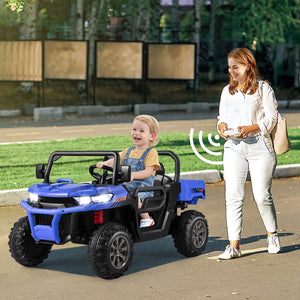 12V 2-Seater Electric Ride-On UTV Dump Truck with Remote Control, Dump Bed, and Shovel – Blue Trend Times 2
