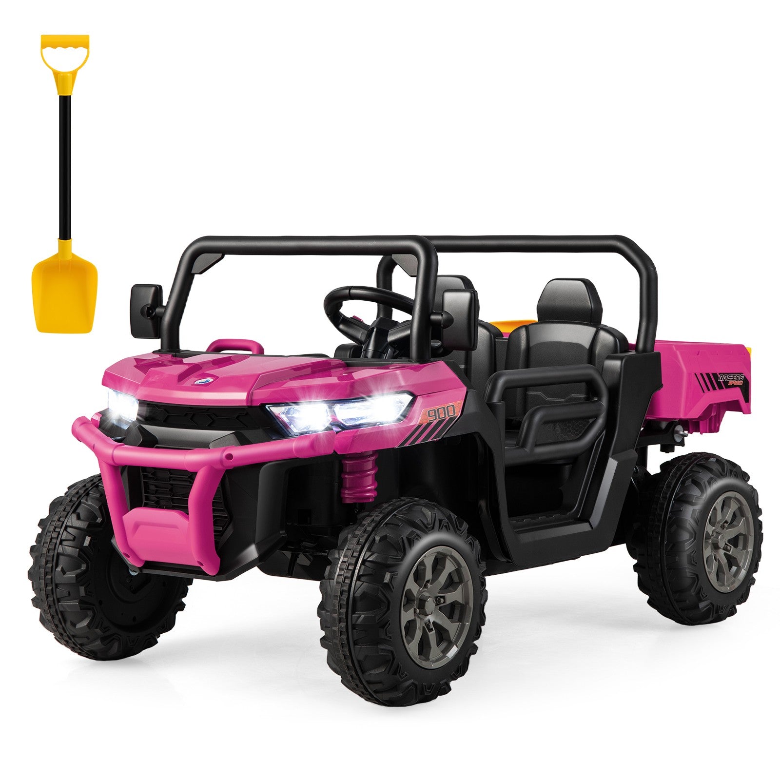 12V 2-Seater Electric Ride-On UTV Dump Truck with Remote Control, Dump Bed, and Shovel – Pink Trend Times 0