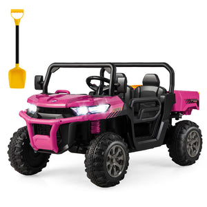 12V 2-Seater Electric Ride-On UTV Dump Truck with Remote Control, Dump Bed, and Shovel – Pink Trend Times Variant 0