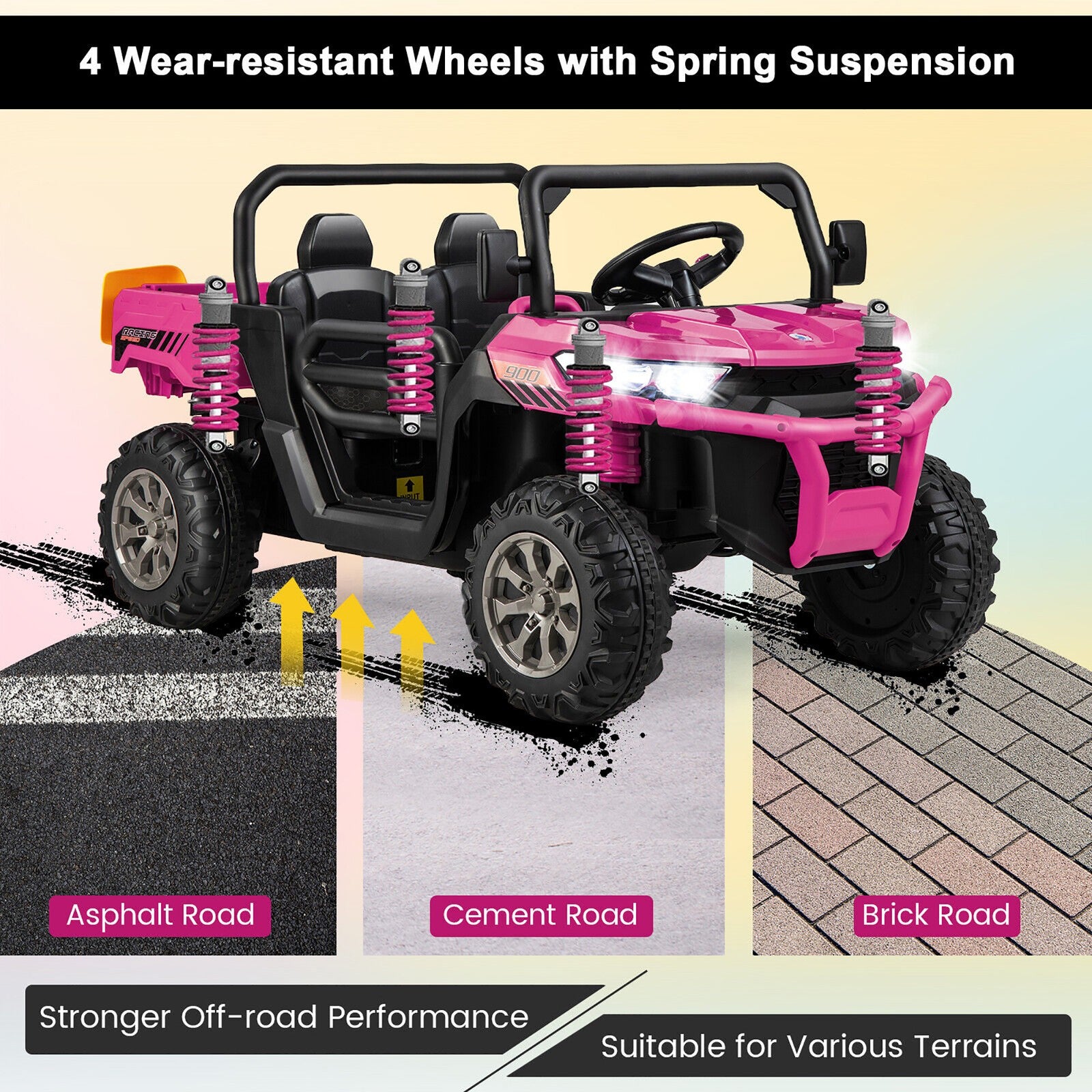 12V 2-Seater Electric Ride-On UTV Dump Truck with Remote Control, Dump Bed, and Shovel - Pink Trend Times 7